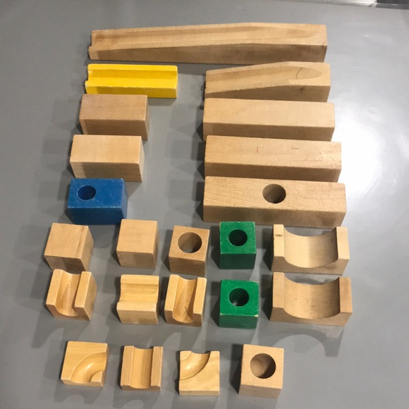 Marble Run Toys Vintage Wooden Blocks Marble Run Maze 23 Pieces Box